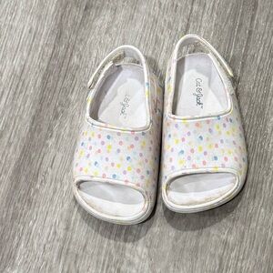 Cat & Jack White Sandals with Pink Yellow Blue Dot Print